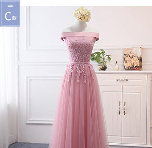 Pink bean sand Net yarn Long Bridesmaid Dresses new spring 2019 wholesale wedding party prom bridal dress China