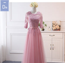 Load image into Gallery viewer, Pink bean sand Net yarn Long Bridesmaid Dresses new spring 2019 wholesale wedding party prom bridal dress China