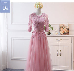 Pink bean sand Net yarn Long Bridesmaid Dresses new spring 2019 wholesale wedding party prom bridal dress China