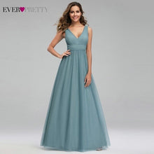 Load image into Gallery viewer, Elegant Dusty Blue Bridesmaid Dresses Ever Pretty EP00925DB A-Line V-Neck Tulle Sexy Wedding Guest Dresses Sukienka Wesele 2020