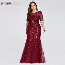 Load image into Gallery viewer, Plus Size Elegant Evening Dresses Saudi Arabia Ever Pretty Mermaid Sequined Lace Appliques Mermaid Long Dress 2019 Party Gowns