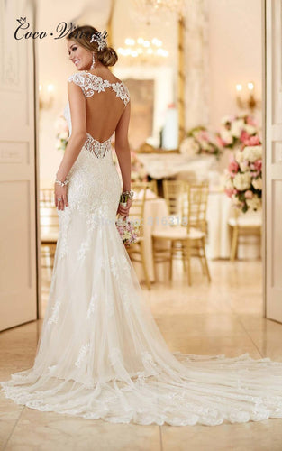 Vestidos De Novia Sexy Open Back Lace Wedding Dress 2019 Vintage Bridal Dress Robe De Mariage Mermaid Wedding Dresses W0001