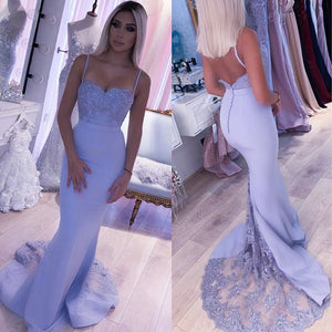 demoiselle d'honneur Backless Mermaid Lilac Lace Bridemaid Dresses 2020 Straps Beaded Appliques Wedding Party Gown