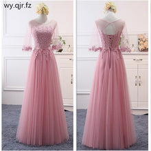 Load image into Gallery viewer, Pink bean sand Net yarn Long Bridesmaid Dresses new spring 2018 wholesale wedding party prom bridal dress China