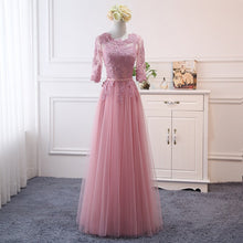 Load image into Gallery viewer, Pink bean sand Net yarn Long Bridesmaid Dresses new spring 2018 wholesale wedding party prom bridal dress China