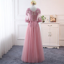 Load image into Gallery viewer, Pink bean sand Net yarn Long Bridesmaid Dresses new spring 2018 wholesale wedding party prom bridal dress China