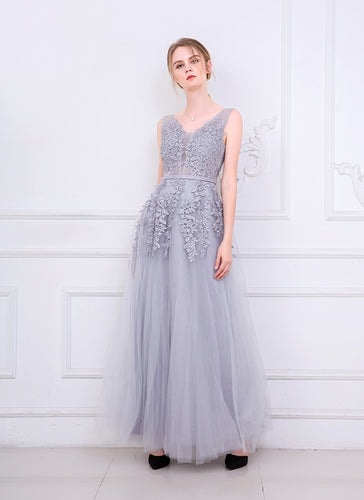 Sleeveless Embroidery Bridesmaid Dress Long Style Yarn Mesh Dress Banquet Wedding Dress for Party