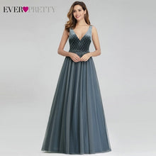 Load image into Gallery viewer, Plus Size Evening Dresses Long Ever Pretty New Dusty Blue Sleeveless V-neck Cheap Summer Formal Gowns 2020 Robe Soiree Dubai