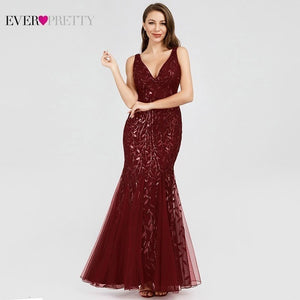 Ever Pretty Sexy Evening Dresses V-Neck Sequined Side Split EP00910NB Elegant Formal Gowns Little Mermaid Dresses Abendkleider