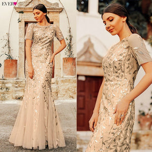 Plus Size Elegant Evening Dresses Saudi Arabia Ever Pretty Mermaid Sequined Lace Appliques Mermaid Long Dress 2019 Party Gowns