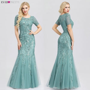 Plus Size Elegant Evening Dresses Saudi Arabia Ever Pretty Mermaid Sequined Lace Appliques Mermaid Long Dress 2019 Party Gowns