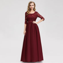Load image into Gallery viewer, Lace Evening Dresses Long Ever Pretty O-Neck A-Line Half Sleeve Sexy Appliques Elegant Women Evening Gowns Robe De Soiree 2019