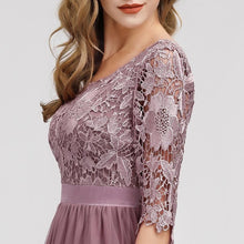 Load image into Gallery viewer, Lace Evening Dresses Long Ever Pretty O-Neck A-Line Half Sleeve Sexy Appliques Elegant Women Evening Gowns Robe De Soiree 2019