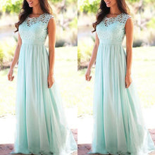 Load image into Gallery viewer, U-SWEAR 2019 Sexy Lace Backless Bridesmaid Dresses O-Neck Sleeveless Long Chiffon Wedding Party Formal Gowns Vestidos De Festa
