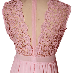 U-SWEAR 2019 Sexy Lace Backless Bridesmaid Dresses O-Neck Sleeveless Long Chiffon Wedding Party Formal Gowns Vestidos De Festa