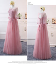 Load image into Gallery viewer, Pink bean sand Net yarn Long Bridesmaid Dresses new spring 2019 wholesale wedding party prom bridal dress China