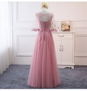Pink bean sand Net yarn Long Bridesmaid Dresses new spring 2019 wholesale wedding party prom bridal dress China