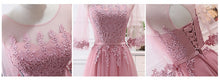 Load image into Gallery viewer, Pink bean sand Net yarn Long Bridesmaid Dresses new spring 2019 wholesale wedding party prom bridal dress China