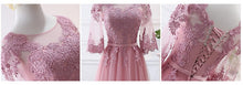 Load image into Gallery viewer, Pink bean sand Net yarn Long Bridesmaid Dresses new spring 2019 wholesale wedding party prom bridal dress China