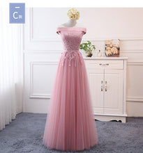 Load image into Gallery viewer, Pink bean sand Net yarn Long Bridesmaid Dresses new spring 2019 wholesale wedding party prom bridal dress China
