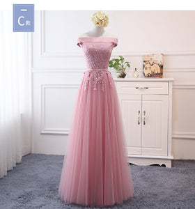 Pink bean sand Net yarn Long Bridesmaid Dresses new spring 2019 wholesale wedding party prom bridal dress China