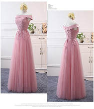 Load image into Gallery viewer, Pink bean sand Net yarn Long Bridesmaid Dresses new spring 2019 wholesale wedding party prom bridal dress China