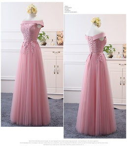 Pink bean sand Net yarn Long Bridesmaid Dresses new spring 2019 wholesale wedding party prom bridal dress China