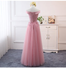 Load image into Gallery viewer, Pink bean sand Net yarn Long Bridesmaid Dresses new spring 2019 wholesale wedding party prom bridal dress China