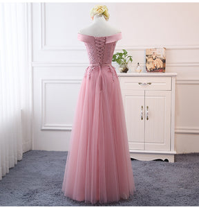 Pink bean sand Net yarn Long Bridesmaid Dresses new spring 2019 wholesale wedding party prom bridal dress China
