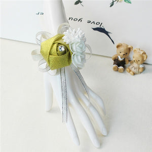 Silk Roses White Wrist Corsage Wrist Flowers for Bridesmaids Flower Bracelet Pink Blue Bridal Sisters Wedding Accessories