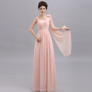 QNZL70X#V-neck Lace Up Chiffon Purple Champagne pink blue Bridesmaid Dresses Long wholesale Custom wedding party dress Flower