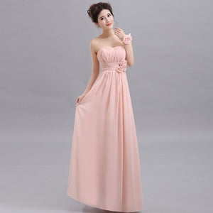 QNZL70X#V-neck Lace Up Chiffon Purple Champagne pink blue Bridesmaid Dresses Long wholesale Custom wedding party dress Flower