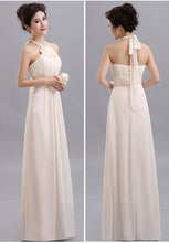 Load image into Gallery viewer, QNZL70X#V-neck Lace Up Chiffon Purple Champagne pink blue Bridesmaid Dresses Long wholesale Custom wedding party dress Flower