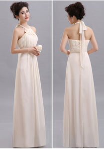 QNZL70X#V-neck Lace Up Chiffon Purple Champagne pink blue Bridesmaid Dresses Long wholesale Custom wedding party dress Flower