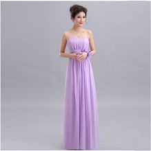 Load image into Gallery viewer, QNZL70X#V-neck Lace Up Chiffon Purple Champagne pink blue Bridesmaid Dresses Long wholesale Custom wedding party dress Flower