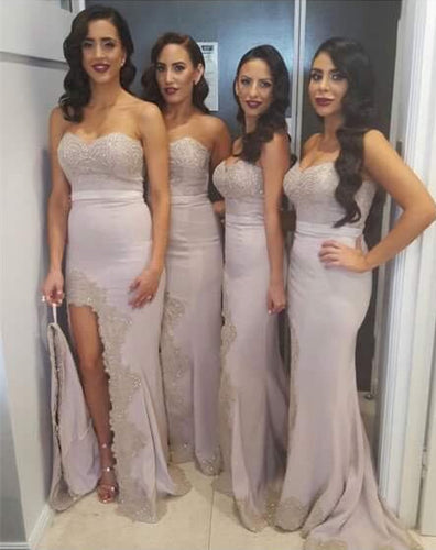 Fashion Purple Sweetheart Mermaid long Bridesmaids Dresses Sleeveless Sheer back Bridesmaid dresses Wedding dress Formal Dresses