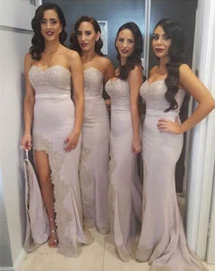 Fashion Purple Sweetheart Mermaid long Bridesmaids Dresses Sleeveless Sheer back Bridesmaid dresses Wedding dress Formal Dresses
