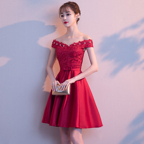 Wine Red Bridesmaid Dress 2020 New Above Knee Length Beaded Crystal V-neck Sleeveles Wedding Party Dresses Haute Couture