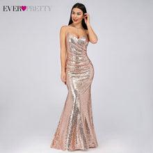 Load image into Gallery viewer, Gold Long Evening Dress Ever Pretty Back Cowl Neck EP07110GD Shine Sequin Sparkle Elegant Women 2019 Evening Party Gowns