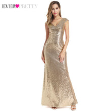 Load image into Gallery viewer, Gold Long Evening Dress Ever Pretty Back Cowl Neck EP07110GD Shine Sequin Sparkle Elegant Women 2019 Evening Party Gowns