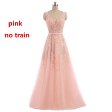 Load image into Gallery viewer, FADISTEE Vestido De Festa Sweet pink Lace V-neck Long Evening Dress Bride Party Sexy Backless beads pearls Prom Dresses
