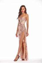 Load image into Gallery viewer, New Sparkle Sexy Mermaid Prom Dresses 2019 Sequined One-Shoulder High Split Women Long Summer Party Dresses Vestidos De Gala
