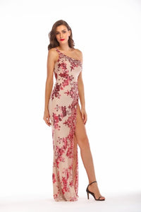 New Sparkle Sexy Mermaid Prom Dresses 2019 Sequined One-Shoulder High Split Women Long Summer Party Dresses Vestidos De Gala
