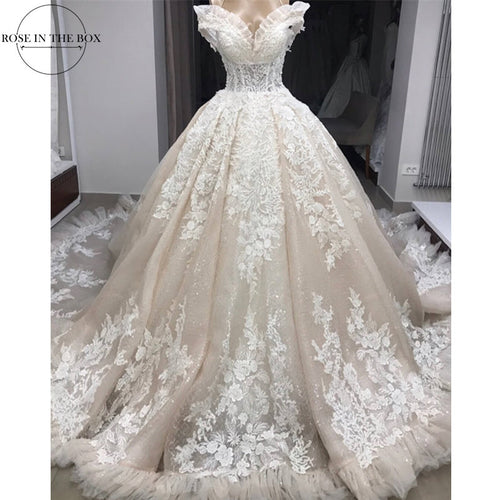 Mariage 2020 Sweetheart Ruffles Neckline Wedding Dress Elegane Off Shoulder Beading Backless Formal Dress for Wedding
