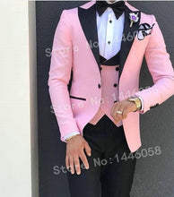 Load image into Gallery viewer, 2019 Elegant Brand Classic Men Suits 3 Piece Navy Blue Groom Suit Smoking Tuxedo Jacket Wedding Suits For Men Best Man Blazer