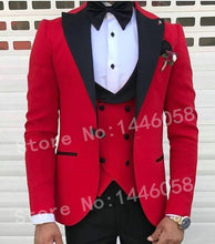 Load image into Gallery viewer, 2019 Elegant Brand Classic Men Suits 3 Piece Navy Blue Groom Suit Smoking Tuxedo Jacket Wedding Suits For Men Best Man Blazer