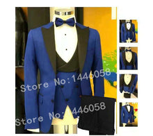 Load image into Gallery viewer, 2019 Elegant Brand Classic Men Suits 3 Piece Navy Blue Groom Suit Smoking Tuxedo Jacket Wedding Suits For Men Best Man Blazer