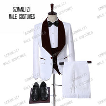 Load image into Gallery viewer, 2019 Elegant Brand Classic Men Suits 3 Piece Navy Blue Groom Suit Smoking Tuxedo Jacket Wedding Suits For Men Best Man Blazer