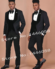 Load image into Gallery viewer, 2019 Elegant Brand Classic Men Suits 3 Piece Navy Blue Groom Suit Smoking Tuxedo Jacket Wedding Suits For Men Best Man Blazer