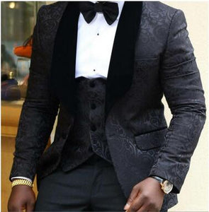 2019 Elegant Brand Classic Men Suits 3 Piece Navy Blue Groom Suit Smoking Tuxedo Jacket Wedding Suits For Men Best Man Blazer